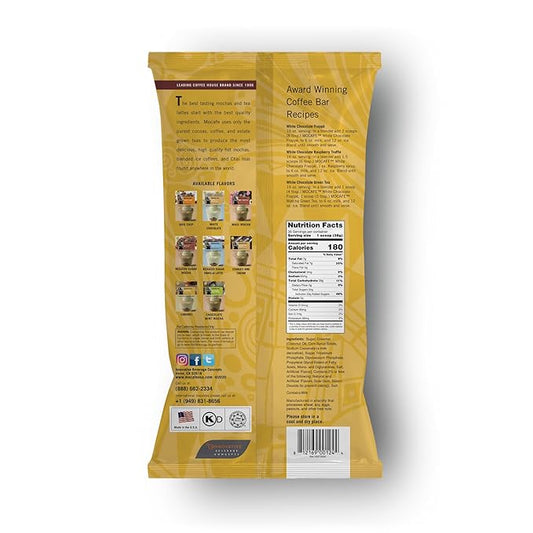 MOCAFE White Chocolate Frappe Mix, Instant Blended Ice Beverage Powder, 3lb Bulk Bag