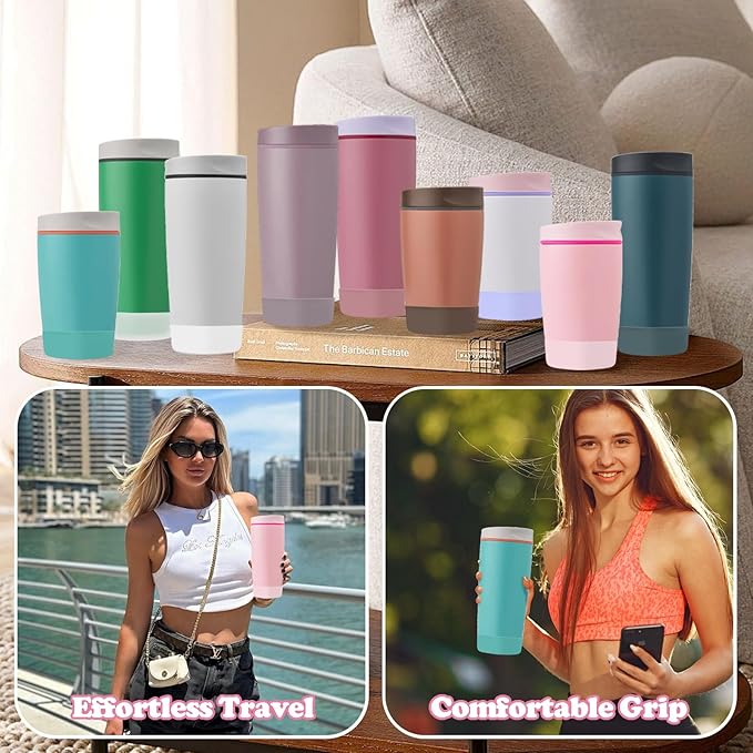 2Pcs Silicone Boot for Owala SmoothSip Slider Coffee Tumbler 20oz 12oz, Anti-Slip Sleeve for Travel Coffee Mug, Protective Accessories for Owala BPA Free (High Dive)