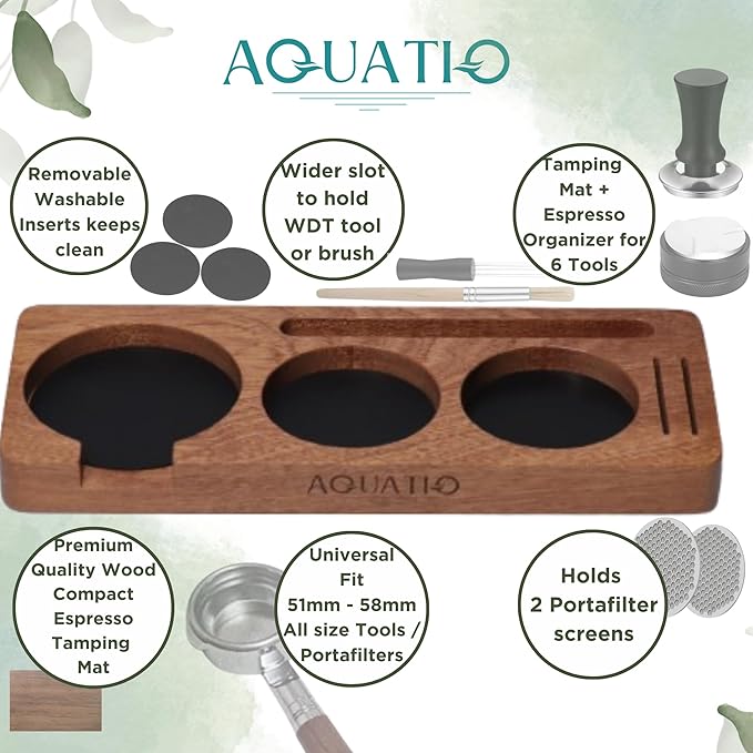 51-58 mm Compact Espresso Tamping Mat - Wooden Coffee Tamping Station - Gift for Espresso Lovers, Accessories for Baristas