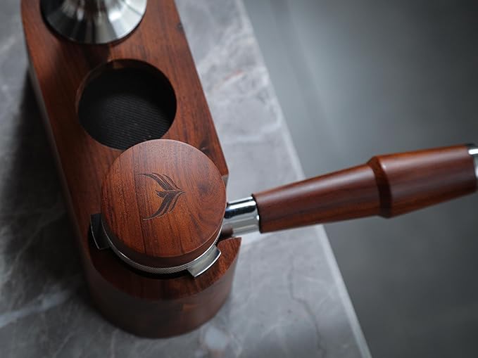 KNODOS Espresso Distribution Tool 58mm Coffee Distributor Rosewood Adjustable Depth Stainless Steel Espresso Leveler Premium Espresso Machine Accessories For Coffee Bar
