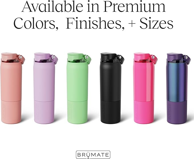 BrüMate Rise 25oz Water Bottle With 100% Leakproof Covered Silicone Straw | Insulated Stainless Steel Water Bottle | Cup-Holder Friendly | Fast Flow | Soft Sip Silicone Spout | BPA-Free (Prickly Pear)