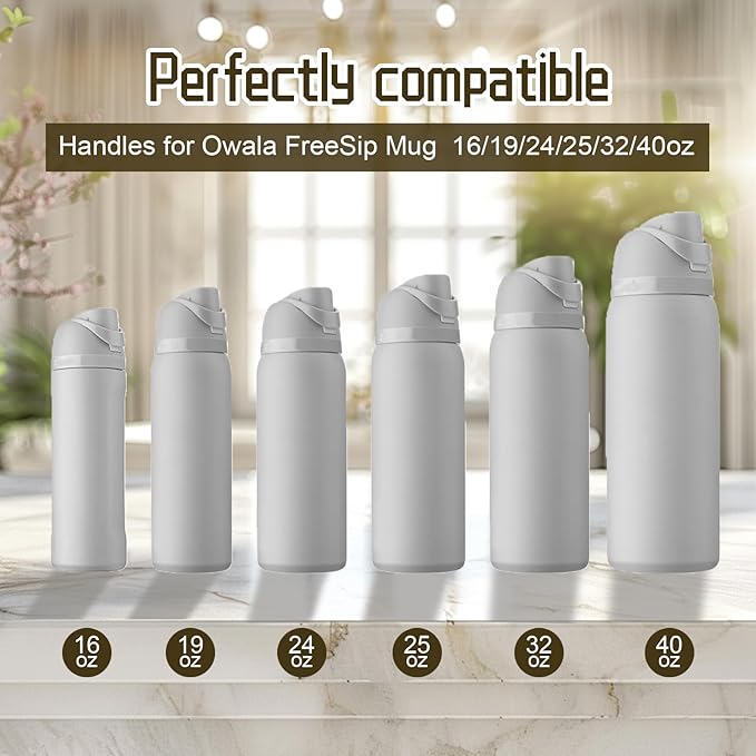 2pcs Handles for Owala FreeSip 24oz 32oz, Water Bottle Cap Carry Loop Handle, Replacement Parts for Owala Cup 16/25/40oz Easy Bottle Top Lid Cap Replacement Accessories, BPA-Free (Denim Color)