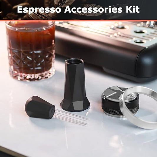 51mm Espresso Accessories Kit for Espresso Portafilter, Coffee Distributor and Espresso Tamper, Wdt Espresso Distribution Tool & Dosing Funnel Set for Espresso Coffee Machines (51mm)
