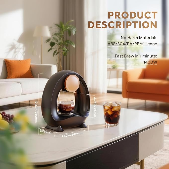 3 in 1 Single Serve Coffee Maker for K Cup Black, Ground Coffee and Tea Leaves, 1400W 20s Fast Heating Mini K Cup Coffee Brewer, One Button Operation, for Small Spaces for Bedroom