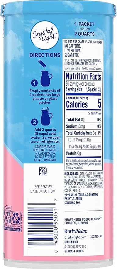 Crystal Light Pink Lemonade Drink Mix, 12-Quart 2.9-Ounce Canister (Pack Of 3)