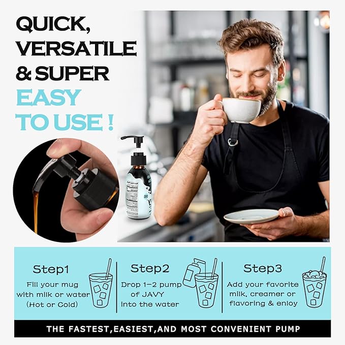 Syrup Pump for Javy Coffee Concentrate 6fl oz, 4 Pack Syrup Pump Dispenser Compatiable with Javy Protein Coffee Concentrate for 177ml Bottle, Replaces Measuring Spoon
