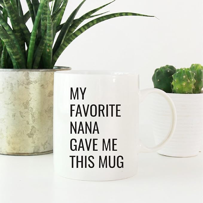Andaz Press 11oz. Funny Coffee Mug Gag Gift, My Favorite Nana Gave Me This Mug, 1-Pack, Grandson Granddaughter Birthday Christmas Sarcastic Humor Gift Ideas