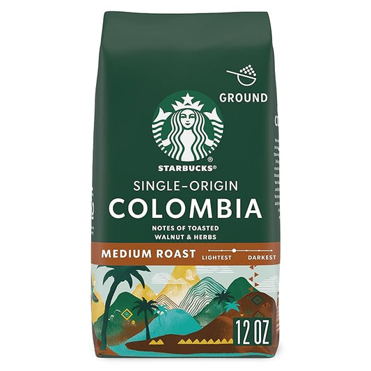 Starbucks Ground Coffee, Medium Roast Hot or Iced Coffee, Single-Origin Colombia, 12 oz