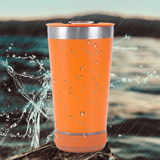 Tumbler with Lid and Bluetooth Speaker,Tumbler with Bluetooth Speaker,Leak-Proof Travel Mug,304 Stainless Steel Insulated Tumbler with Detachable Wireless Speaker