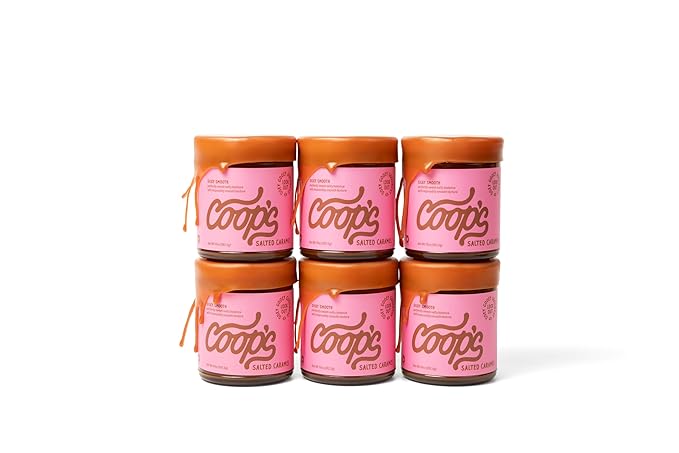 Coop's Salted Caramel Sauce: Rich and Buttery, Gourmet, All Natural, Handcrafted, Gluten Free, Non-GMO, Ice Cream Toppings, Desserts, 6-Pack, 10 Ounce Each