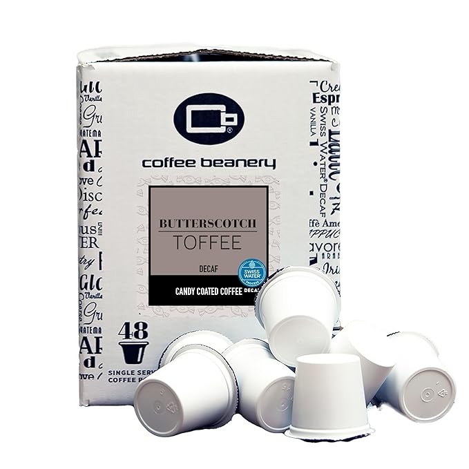 Butterscotch Toffee Decaf Coffee Pods by Coffee Beanery | 192ct Bulk Flavored Decaf Coffee Pods Medium Roast Coffee