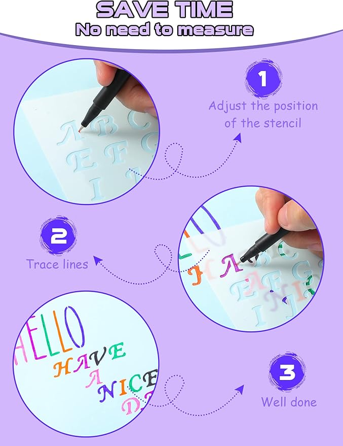 30 Pieces Letter Stencils for Painting 4 x 7 Inch Alphabet Reusable Plastic Numbers Font Templates for Journal Notebook, Diary, Scrapbook Decor Supplies