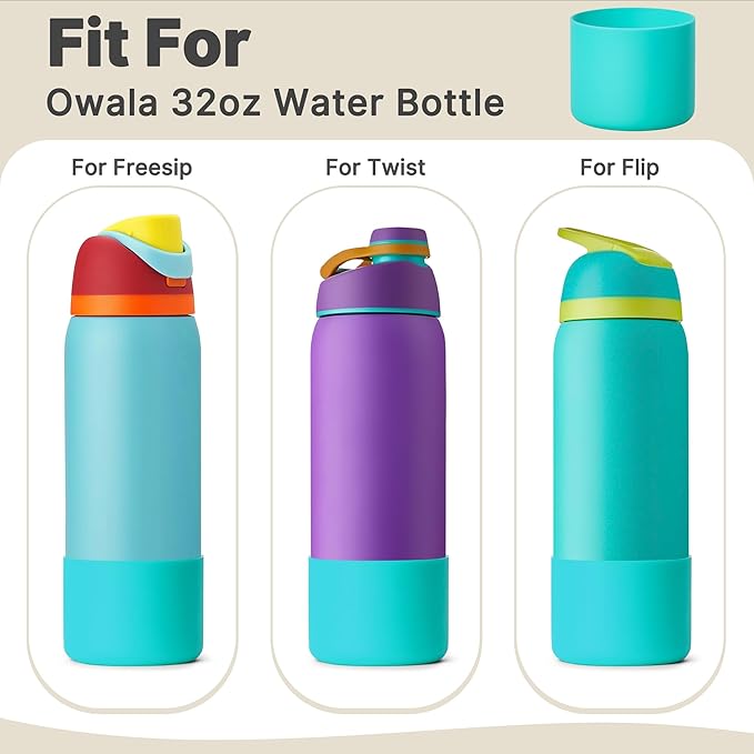 Boot for Owala 32 oz Twist/FreeSip/Flip Stainless Steel Water Bottle, Silicone Rubber Bottom Protector for Owala 32 oz Water Bottle (Teal)