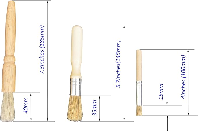 Coffee Grinder Cleaning Brush 3Piece Set, (7.3"-5.7"-4"), Espresso Equipment Dusting and Maintenance Brushes, Coffee Powder Bean Grain Cleaner, Baking, Cooking, BBQ Brushes 3-Pack