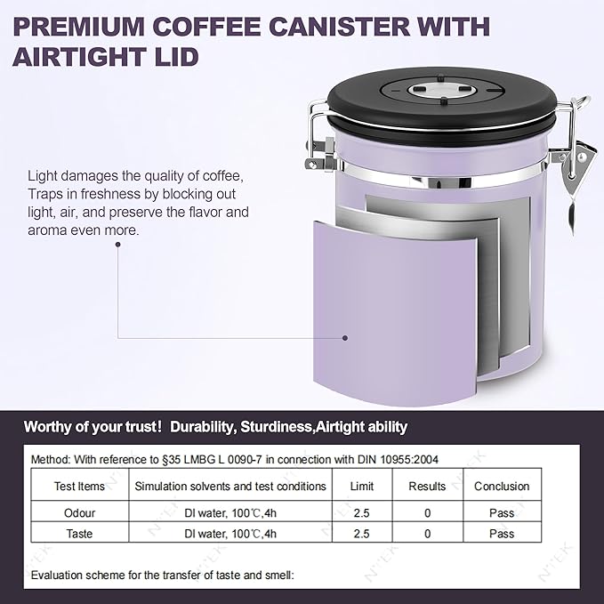 ShanSon Coffee Canister Airtight Coffee Container Stainless Steel Coffee Bean Storage Container with Scoop Coffee Canister for Beans Grounds Sugar Flour Tea Cereal,16OZ, Purple