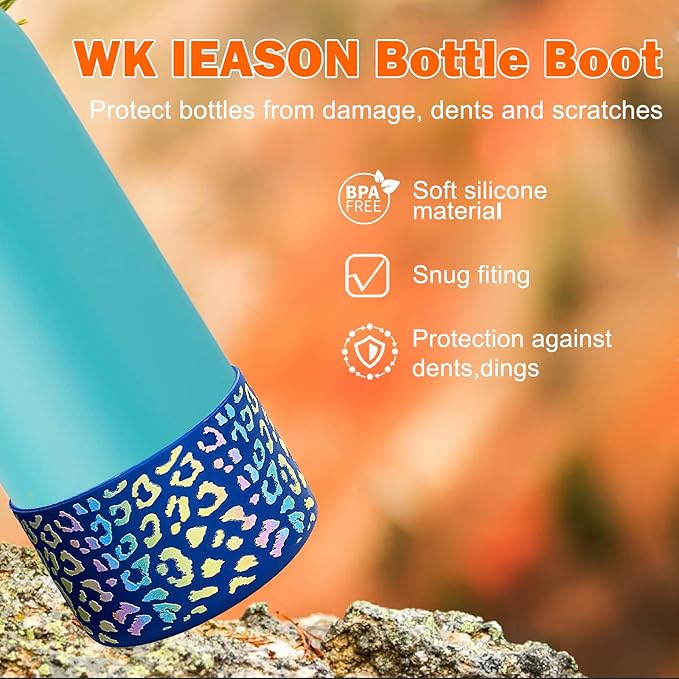 WK IEASON 2Pcs Silicone Boot for Owala Water Bottle, Protective Flask Bottom Cover Base for Owala FreeSip Twist and Flip Flask Water Bottle Accessories-2.83inch Bottom Diameter