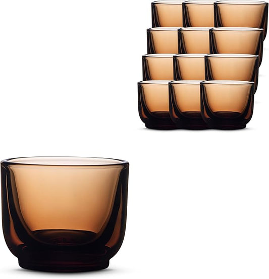 Fellow Pirch Espresso Glasses 3.5 oz Artisanal Cups, Set of 12, Dishwasher Safe Coffee Glasses for Espresso Shots & Latte Art – Amber
