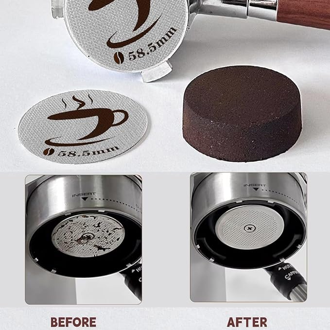 3 Packs 58.5mm Espresso Puck Screen, Reusable Puck Screen Replacement, Perfect Espresso Distribution Tool Compatible with Espresso Machine 58.5mm Portafilter Basket, 1.7mm Thickness 150μm