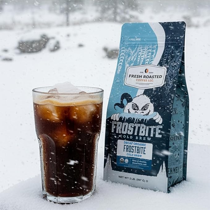 Fresh Roasted Coffee, Organic Decaf Frostbite Cold Brew | Mold & Myco 3rd Party Tested | 2 lb (32 oz) Medium Roast, Kosher, Whole Bean