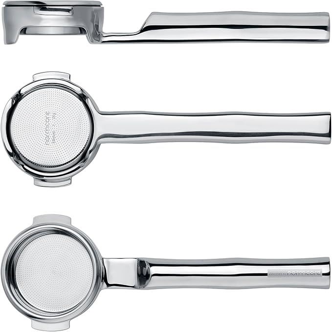 Normcore 58mm All Stainless Steel 180° Horizontal Lay-Flat Bottomless Portafilter - Fits La Marzocco Home Espresso Machines - 18g High Extraction Basket, Includes Puck Screen, 200 Papers Filter