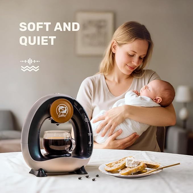2-in-1 Coffee Maker, Fast Brew in 1.5mins, Single Serve Coffee Machine Compatible with K-Cup Pods & Ground Coffee, 1400W 20s Preheat, Compact for Home,Small Place,Office & RV, 8oz,Dark Grey