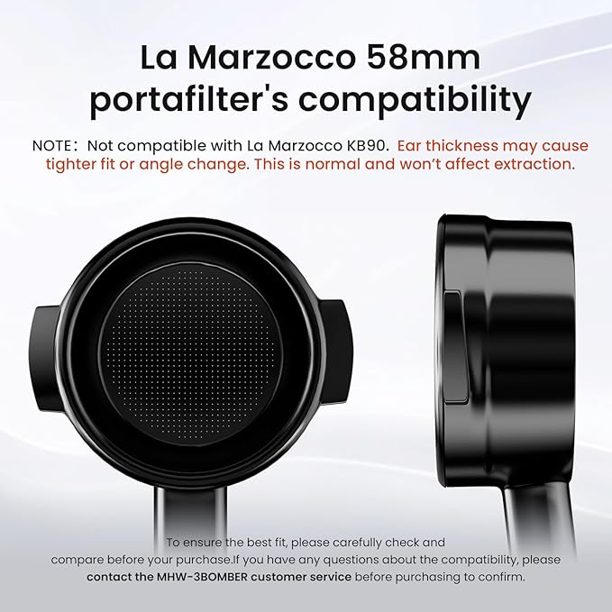 MHW-3BOMBER 58mm Bottomless Portafilter - 2 Ears Flat Espresso Portafilter with 18g Filter Basket Fits La Marzocco Espresso Machines, Aluminum Alloy Naked Coffee Portafilter, BP7022L-OS