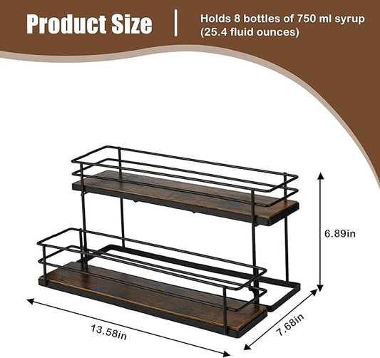 EFYSE Coffee Syrup Organizer rack, 2 Tier Syrup Holder(8 Bottle Capacity) for coffee bar syrup storage,kitchen condiment organization and wine display.