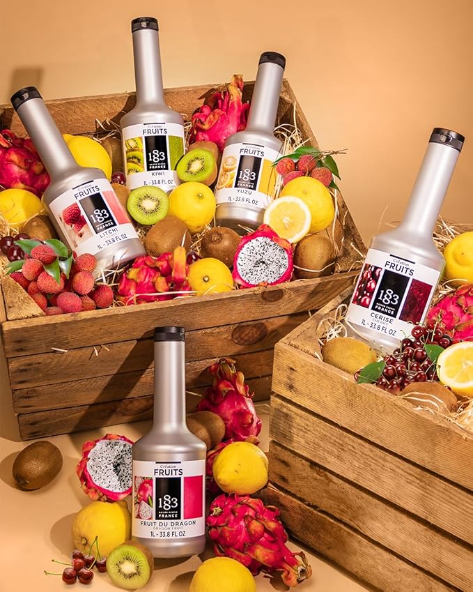 1883 Dragon Fruit Purée – Premium French Fruit Purée for Cocktails, Smoothies, Desserts & More – Vibrant Exotic Flavor – 1 Liter Bottle