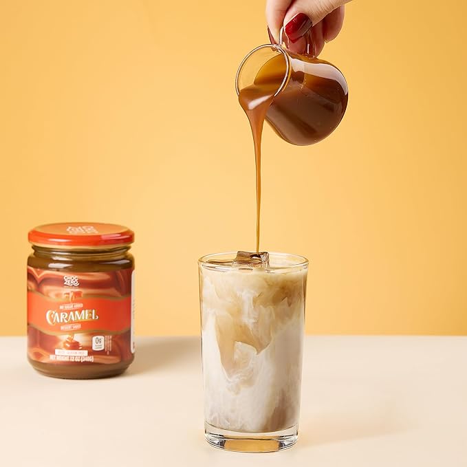 ChocZero Keto Caramel Sauce, No Sugar Added, No Artifical Sweeteners, Low Carb Dessert & Coffee Topping, Gluten Free, 12 oz Jar
