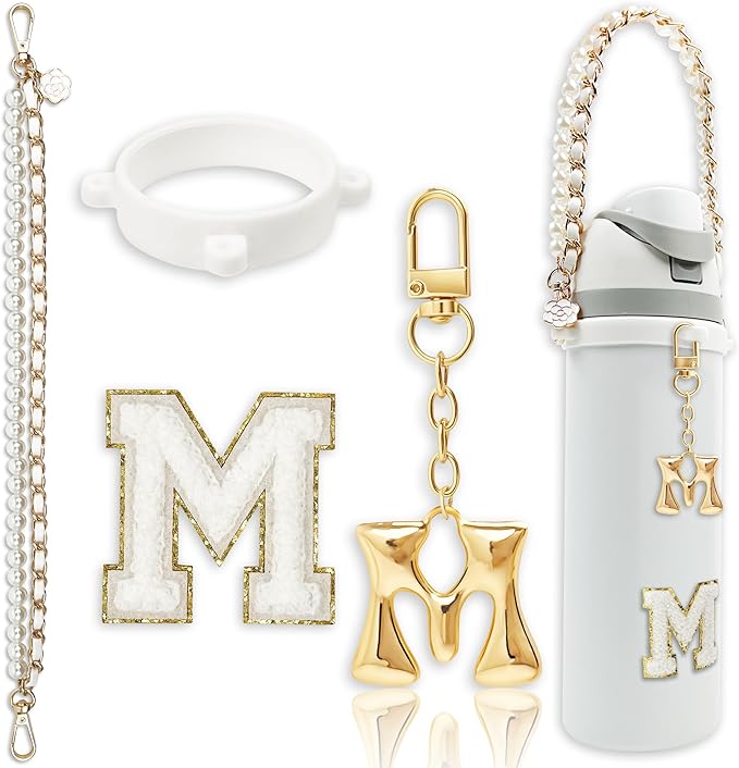 Letter Handle Strap Accessories with Cute Initial Charm Compatible with Owala Water Bottle 24oz 32oz 40oz Owala Kids