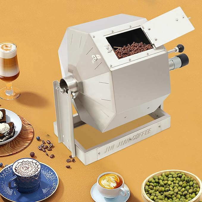 LXYIUTRW Bepritm Coffee Bean Roaster, 14.5L Stainless Steel Coffees Bean Baking Machine with Speed Controller Drum Type Coffee Beans Baker Peanut Roaster for Home/Commercial Use (14.5L)