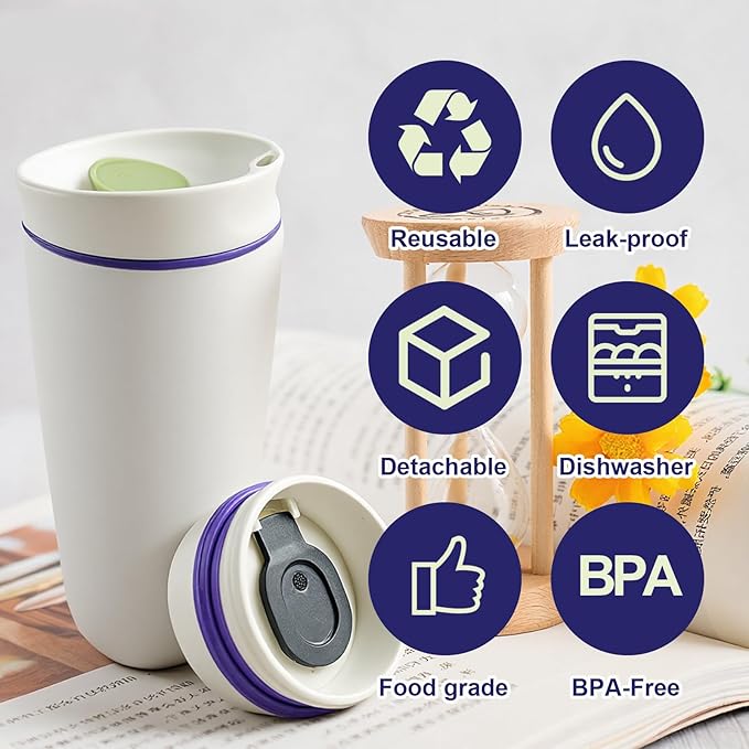 Replacement Slider Lid for Owala SmoothSip 20oz & 12oz, Top Cover Compatible with Owala 24oz Coffee Tumbler, Coffee Travel Mugs Leakproof Accessories, BPA-Free (White)