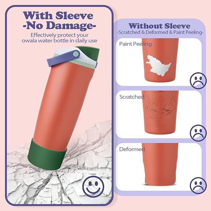 2PCS Silicone Boots for Owala 30oz & 40oz FreeSip Sway Bottles & Tumblers – Non-Slip, Scratch-Resistant, Stability Enhancer for Owala Accessories (Forest Green)