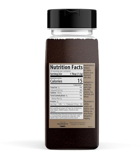 Unpretentious Black Cocoa Powder, Dutch Processed, Cookies & Cakes, Rich & Decadent (8 Ounce)