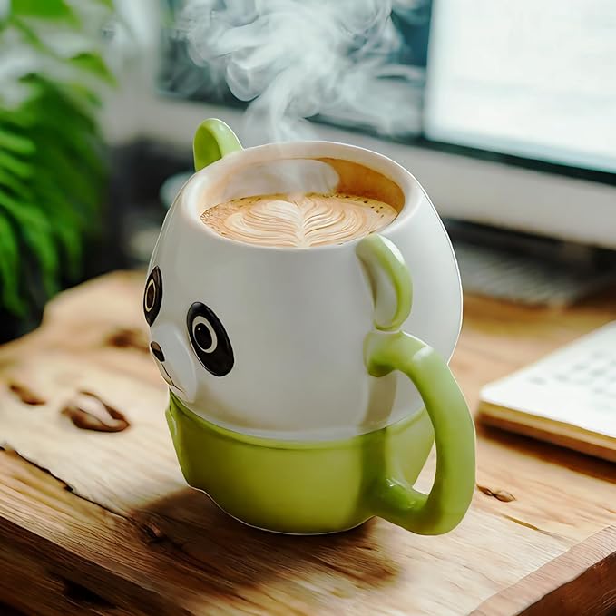 Cute Panda Coffee Mug 16 oz 3D Animal Mug,Cartoon Ceramics Figurine Tea Cup, Funny Offices Gifts for Coworkers & Work Besties,Birthday Gifts for Women Men Girls Pandas Lovers
