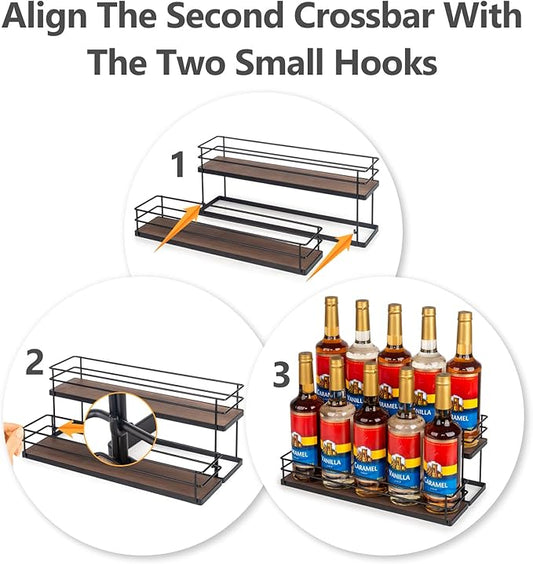 kimilus 10 Bottle Capacity Coffee Syrup Organizer 2 Tier Coffee Syrup Stand Shelf for Coffee Bar Kitchen Small Wine Rack for Bar Family Storage for Syrup Wine Dressing