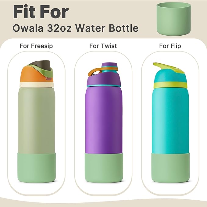 Boot for Owala 32 oz Twist/FreeSip/Flip Stainless Steel Water Bottle, Silicone Rubber Bottom Protector for Owala 32 oz Water Bottle(Avocado)