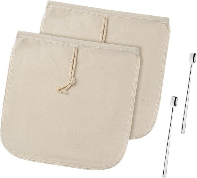 Ekoama Reusable Organic Cotton Cold Brew Coffee Filter Bag for Home Brewing Multi Purpose Washable Strainer Bag