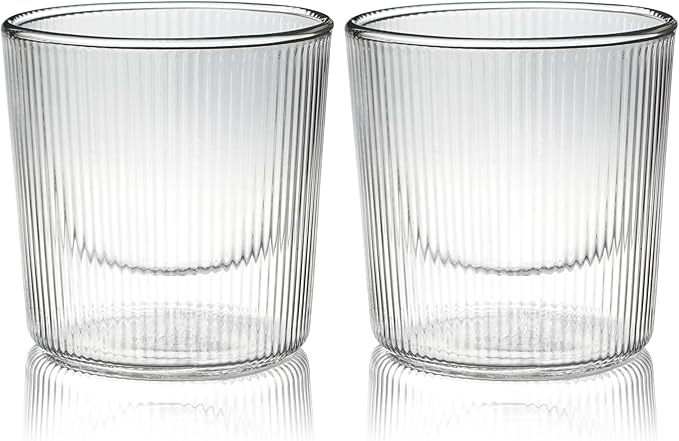 HOME & HONEY Double-Walled Insulated Glass Espresso Cups, Set of 2, 5.4oz Capacity, Fluted Borosilicate Glass