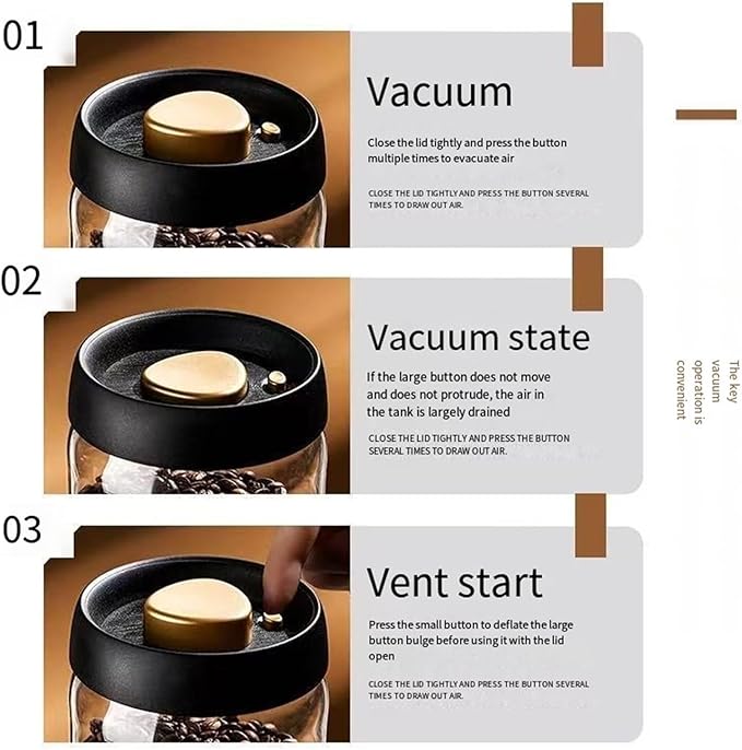 Colorful Coffee Vacuum Container Jars, Food Coffee Bean Storage Containers with Lids Airtight, Manual Vacuum Extraction Sealed Tank (Colorful, 500, Milliliters)
