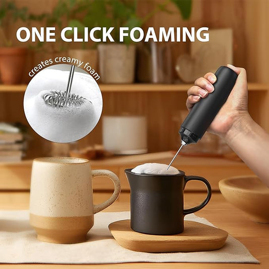 Rechargeable Milk Frother Hanheld with Cover, Portable Electric Foam Maker Frother Wand, Detachable Stainless Steel Drink Mixer Foamer for Coffee, Lattes, Cappuccino, Matcha, Hot Chocolate