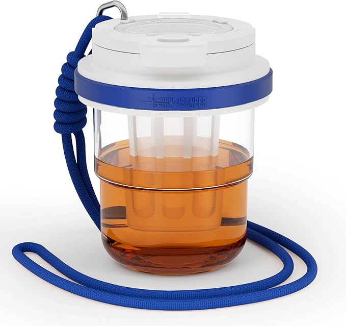 MHW-3BOMBER Cold Brew Coffee Maker Crossbody Portable 18oz - Iced Coffee Mug Tea Brewer Pitcher with Filter - Travel Coffee Tumbler for Gifts Car Office Gym, Blue M5772BL-OS
