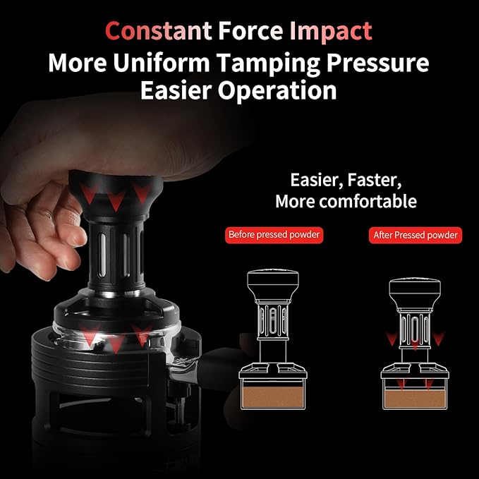 MHW-3BOMBER Espresso Tamper, 51mm-Spring-Loaded Coffee Tamper with Sound Feedback, Barista 51mm Tamper for Breville, Tamper for Espresso Machine,Thread Base YU Series, T6146-OS