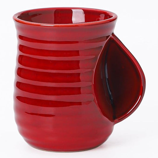 Mkour 21oz Large Ceramic Coffee Mugs, Handmade Tea Cups with Comfortable Handle for Office and Home, Microwave and Dishwasher Safe (Red)