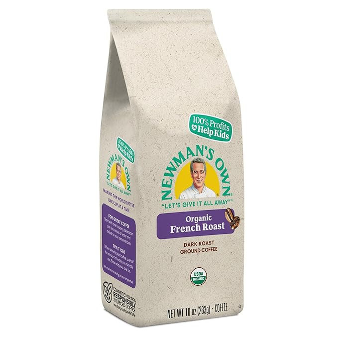 Newman's Own Organics Newman's French Roast, Ground Coffee, Fair Trade Certified, Dark Roast, Bagged 10oz