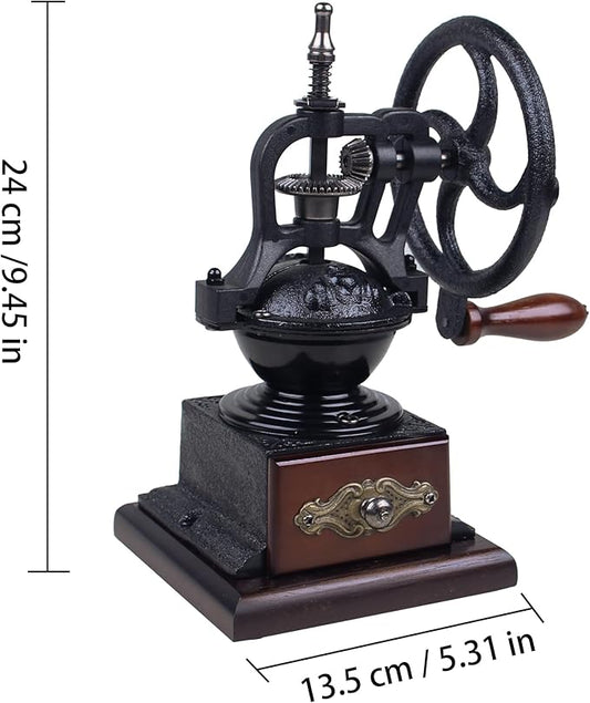 Manual Burr Coffee Grinder,Home Vintage Style Wooden Hand Crank Coffee Maker Grinder
