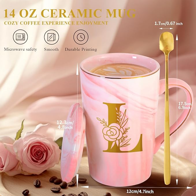 Personalized Ceramic Coffee Mug with Lid Tea Cup Women Lady Boss Gifts Coworker Colleague Manager Team Member Employee Boss Executive Assistant Inter Birthday Farewell Leaving Retirement Christmas,L