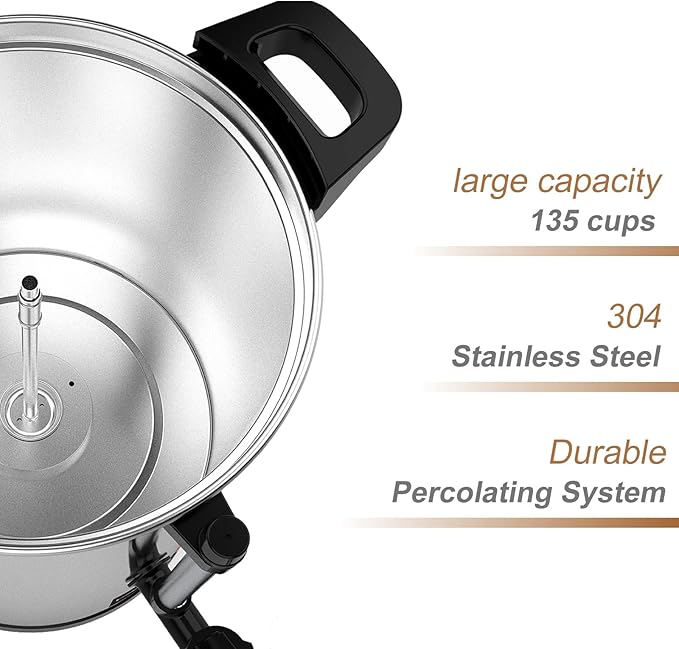 Valgus Commercial Stainless Steel Coffee Urn 135-Cup 20L Large Capacity Coffee Maker Electric Hot Water Bottles with Percolator Automatic Temperature Control for Large Events, Parties, Weddings