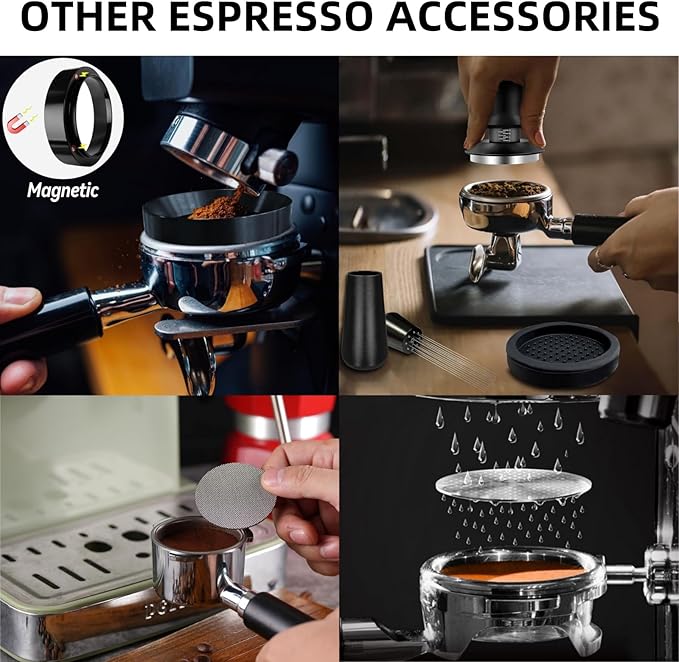 25 PCS Espresso Accessories - 51mm Coffee Tamper Set, with Tamper, WDT Tool,Stirrer, Frothing Pitcher, Latte Art Pen, Tamper Mat, Stencils for Machine, Dosing Funnel, Coffee Sifter Sprinkler Powder