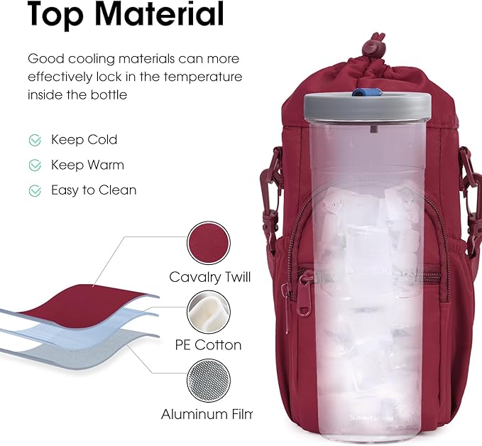 sportsnew Water Bottle Holder with Strap 32oz 40oz Insulated Water Bottle Carrier Sling Bag with Phone Pocket Crossbody